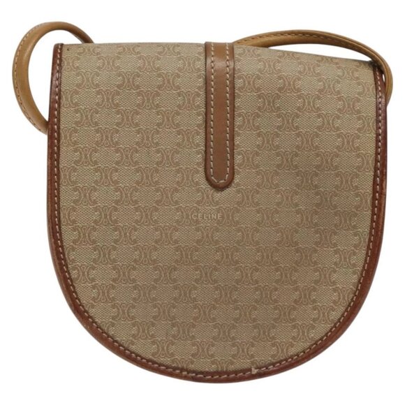 CELINE Macadam Canvas Shoulder Bag PVC Beige Gold - Picture 3 of 15